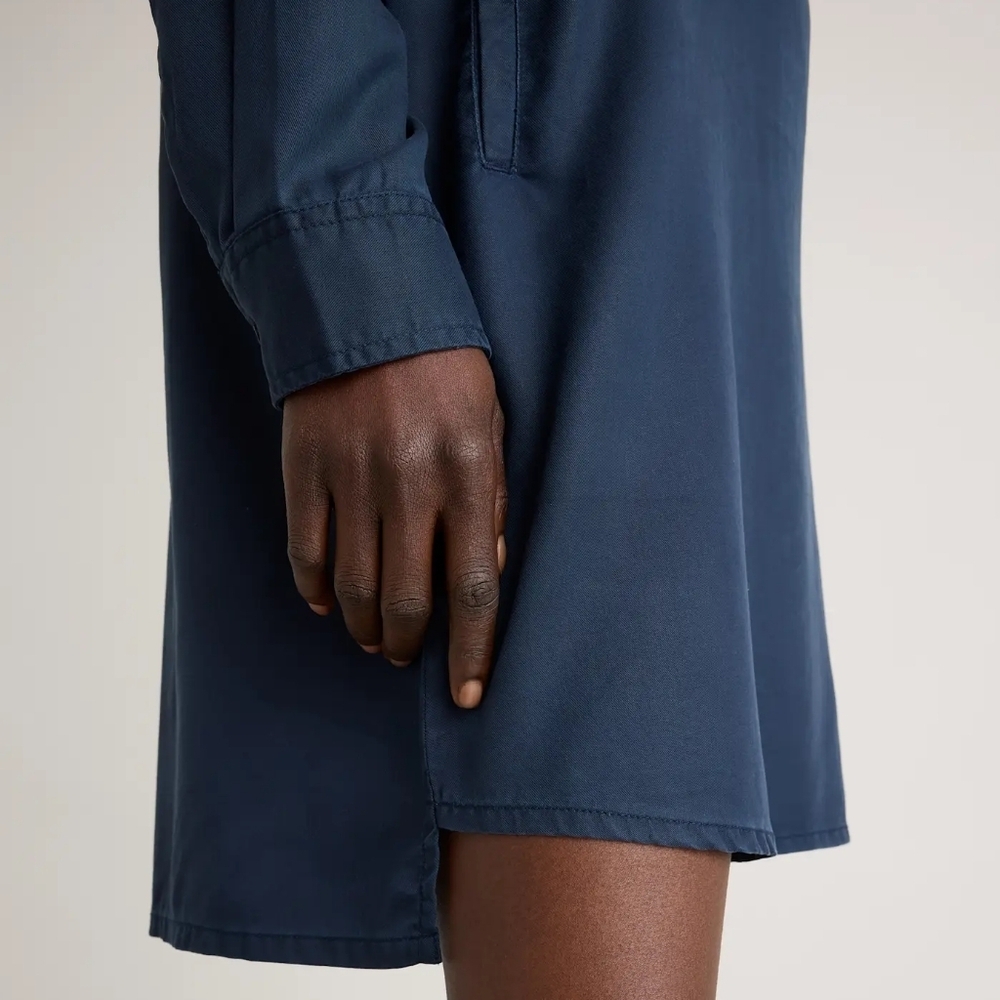 Quince▪️Vintage Wash Tencel Roll Sleeve Tunic Dress in Midnight Blue - Picture 3 of 12